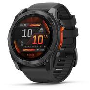SmartWatch Garmin Fenix 8 com Bracelete de Silicone 51mm – Aço Preto / Preto