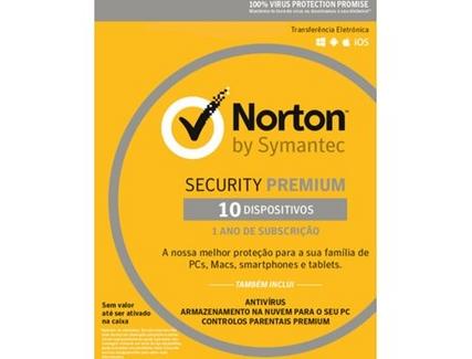 Software NORTON Security Premium 3.0 2019 (10 Dispositivos – 1 Ano – PC, Mac, Smartphone e Tablet – Formato Digital)