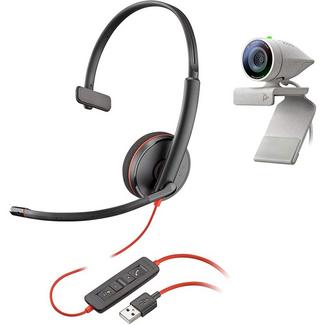 Webcam LOGITECH POLY P5 + Auscultadores Blackwire 3210 (Full HD – Microfone Incorporado)