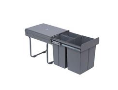 Cubo de Lixo de Reciclagem ABS, Plástico PP, Metal cor Gris 48×34,2×41,8cm HOMCOM