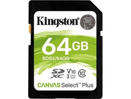 Cartão de Memória KINGSTON 64GB SD Canvas Select Plus 100R C10 UHS-I U1 V10