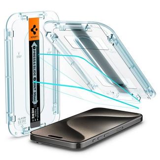 Película Vidro Temperado Spigen iPhone 15 Pro Max EZ FIT GLAS.tR (Pack-2)
