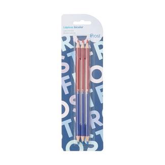 Pack de 3 lápis bicolor azuis e vermelhos