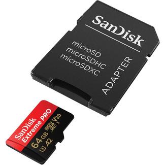 Cartão de Memória Sandisk Extreme Pro Micro SDXC 64 GB + Adaptador SD