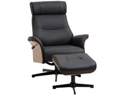Poltrona Relax Reclinável Tecido de Microfibra (100% Poliéster), Aço, Madeira Curvada e Espuma cor Negro HOMCOM