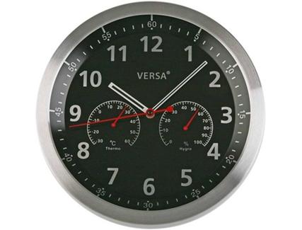Relógio Parede VERSA Alumínio Preto 35 cm