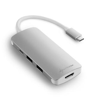 Adaptador Sharkoon USB 3.0 Type C Multiport Prateado