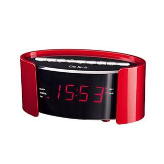 Rádio Despertador CLIPSONIC AR306R (Vermelho – Digital – Alarme Duplo – Função Snooze – Corrente)