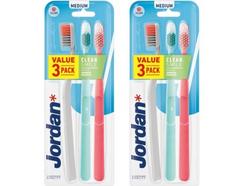 2 Packs de 3 Escovas de Dentes JORDAN Clean Smile Soft (6 Unidades)