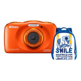 Kit Máquina Fotográfica Compacta NIKON Coolpix W150 + Mochila (Laranja – 13.2 MP – ISO: 125 a 1600 – Zoom Ótico: 3x)