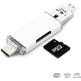 Unotec Leitor de Cartões MicroSD com USB/MicroUSB/USB-C