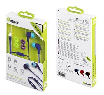 Auriculares MUVIT Micro (Controlo de Volume – Roxo)