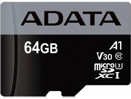 Cartão de Memória MicroSD ADATA UHS-I U3 Class 10 64GB