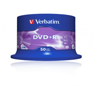 1×50 Verbatim DVD+R 4,7GB 16x Speed, matt silver