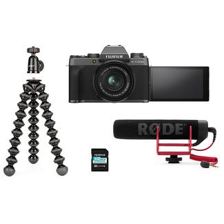 Kit Vlogger Câmara Fujifilm X-T200 + Objectiva XC15-45mm f/3.5-5.6 + Microfone Rode + Tripé Joby – Preto e Prateado