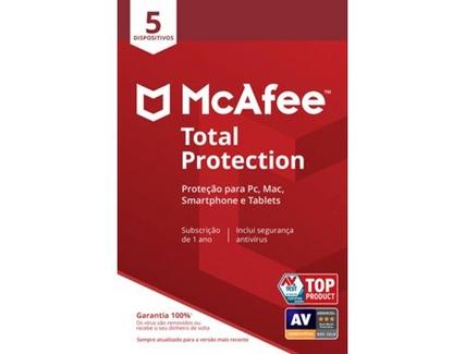 Software MCAFEE Total Protection (5 Dispositivos – 1 ano – PC, Mac, Smartphone e Tablet – Formato Digital)