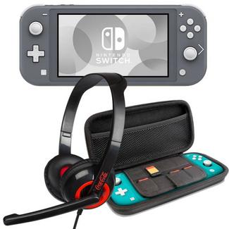 Nintendo Switch Lite Cinzenta + Set Transporte Cinzento + Headset