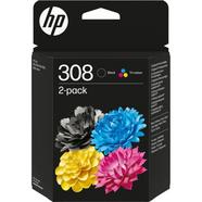 Pack de 2 Tinteiros HP 6L6S6UE 308 – Preto / Tricolor default