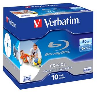 Verbatim BD-R DL 50GB 6x Wide Printable 10 Pack Jewel Case No ID Brand BD-R 50GB 10peça(s)