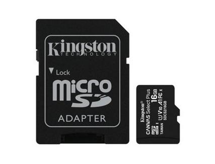 Cartão de Memória KINGSTON 16 GB Micro SD Select Plus 100R C10 + Adaptador