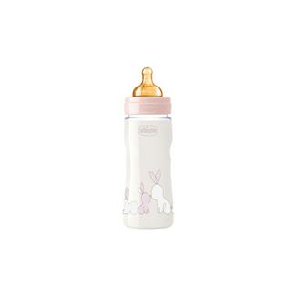Biberão Anticólicas Tetina Latex Well-Being Fluxo Normal (150 ml) +0M em rosa Transparente/Rosa bebé