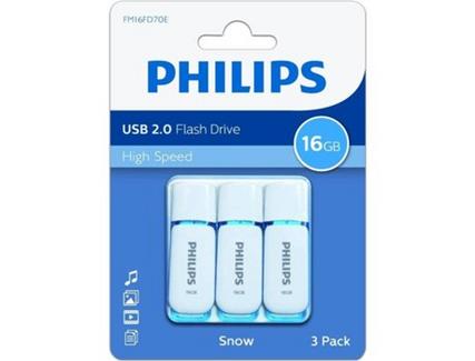 Pen USB PHILIPS Snow 16GB USB2 Verde Pack3