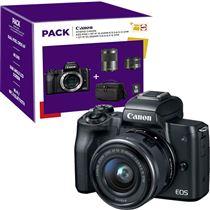 Pack Fnac Canon EOS M50 + EF-M 15-45mm f/3.5-6.3 IS STM + EF-M 55-200mm f/4.5-6.3 IS STM + Bolsa + Cartão SD