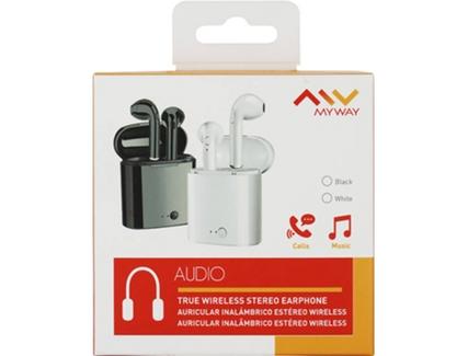 Auriculares Bluetooth True Wireless MYWAY (In Ear – Microfone – Preto)