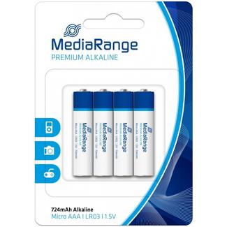 Pilhas alcalinas MediaRange Premium, Micro AAA|LR03|1.5V, Pacote 4