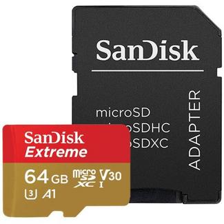 Cartão Memória SanDisk Extreme UHS-I V30 microSDXC 64GB + Adaptador SD