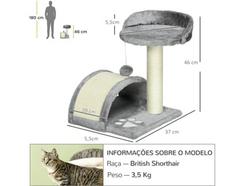 Arranhador para Gatos Aglomerado de Madeira, Pelúcia e Sisal cor Gris 35,5x37x46 cm PAWHUT