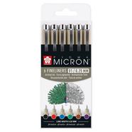 Estojo de 6 marcadores Pigma Micron de 0 25 mm de espessura de diferentes cores multicolor