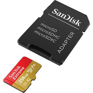 Sandisk Extreme microSDXC 256GB + SD Adapter + Rescue Pro Deluxe 160MB/s A2 C10 V30 UHS-I U3