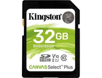 Cartão de Memória KINGSTON SD 32GB Canvas Select Plus 100R C10 UHS-I U1 V10