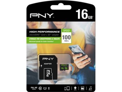 Cartão de Memória MicroSD PNY 16 GB High Performance 100MB/s