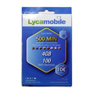 Cartão SIM Lyca Top Total 4GB + 500 Min