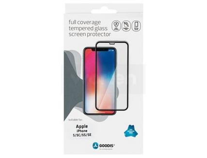 Película Vidro Temperado iPhone 5, 5c, 5s, SE GOODIS Flat Glass Preto