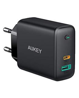 AUKEY Carregador GaN Tech 60W USB-C PD e USB-A Preto