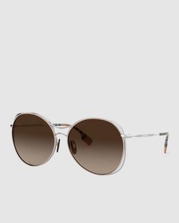 Óculos de sol de mulher Burberry oversize de metal prateados Prata