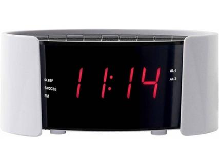 Rádio Despertador CLIPSONIC AR306B (Branco – Digital – Alarme Duplo – Função Snooze – Corrente)