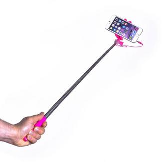 Mini selfie-stick extensível Celly com conexão de cabo Rosa
