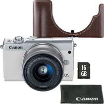 Canon EOS M100 + EF-M 15-45mm f/3.5-6.3 IS STM – Branco + Cartão de Memória + Bolsa