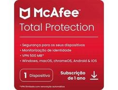 Software MCAFEE Total Protection (1 Dispositivos – 1 Ano – PC, Mac, Smartphone e Tablets – Formato Digital)