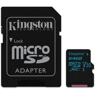 Kingston Canvas Go 90R/45W U3 UHS-1 microSDXC V30 64GB CL10 + Adaptador SD
