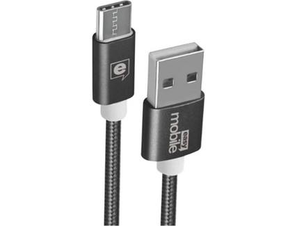 Cabo EASY MOBILE Premium (USB – USB-C – 1.2 m – Preto)