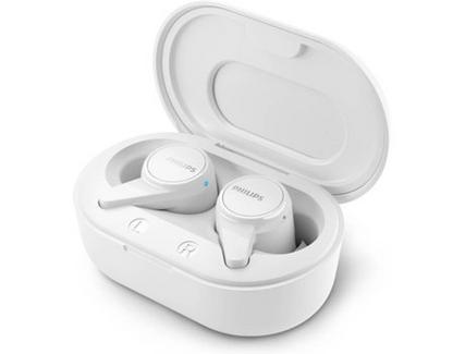 Auriculares Bluetooth True Wireless PHILIPS TAT1207WT (In Ear – Microfone – Branco)