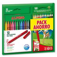 Pack 12 Lápis de cores 12 Marcadores Alpino
