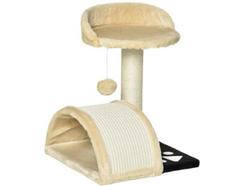 Arranhador para Gatos Aglomerado de Madeira, Pelúcia e Sisal cor Beige 35,5x37x46 cm PAWHUT