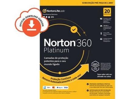 Software NORTON 360 Platinum 75GB (10 Dispositivos – 1 Ano – Smartphone, PC e Tablet – Formato Digital)