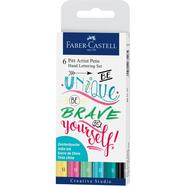 Estojo de 6 Marcadores Hand Lettering Pitt Artist Pen Faber Castell Pastel Multicolor